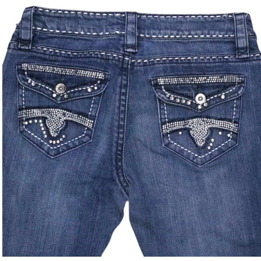 Cello Jeans Studded Embellished Women's 9 28 Bootcut Flap Pockets Low Rise Y2K